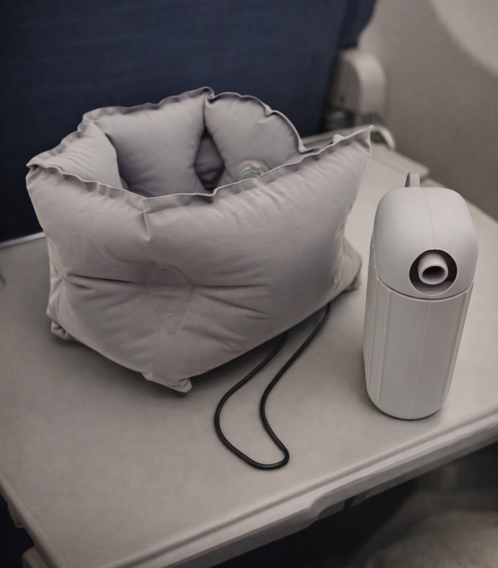 FlyGirl Inflatable Neck Pillow with Hand Pump – Luxe Comfort for Jetsetters