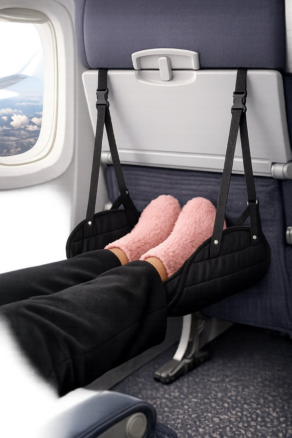 Adjustable Travel Foot Hammock | FlyGirl Comfort Accessories